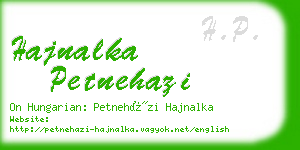 hajnalka petnehazi business card